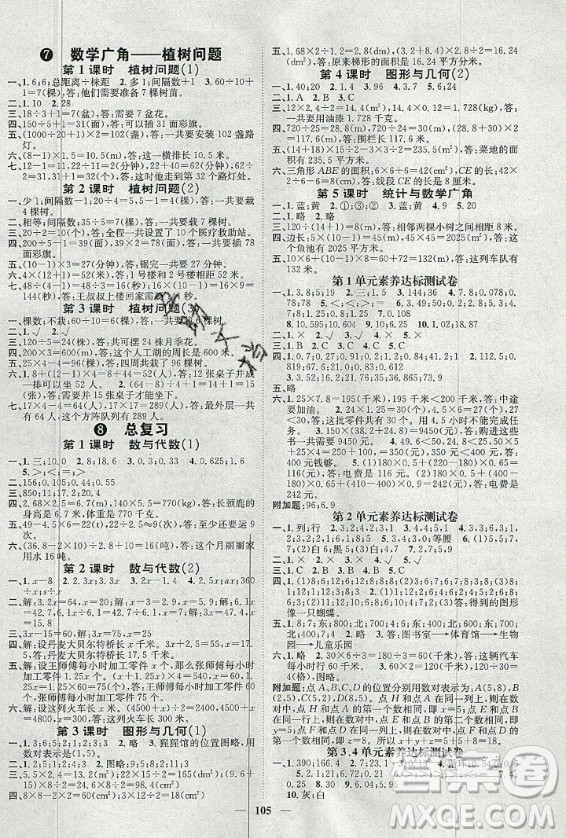 天津科學(xué)技術(shù)出版社2020年智慧花朵數(shù)學(xué)五年級(jí)上冊(cè)人教版答案