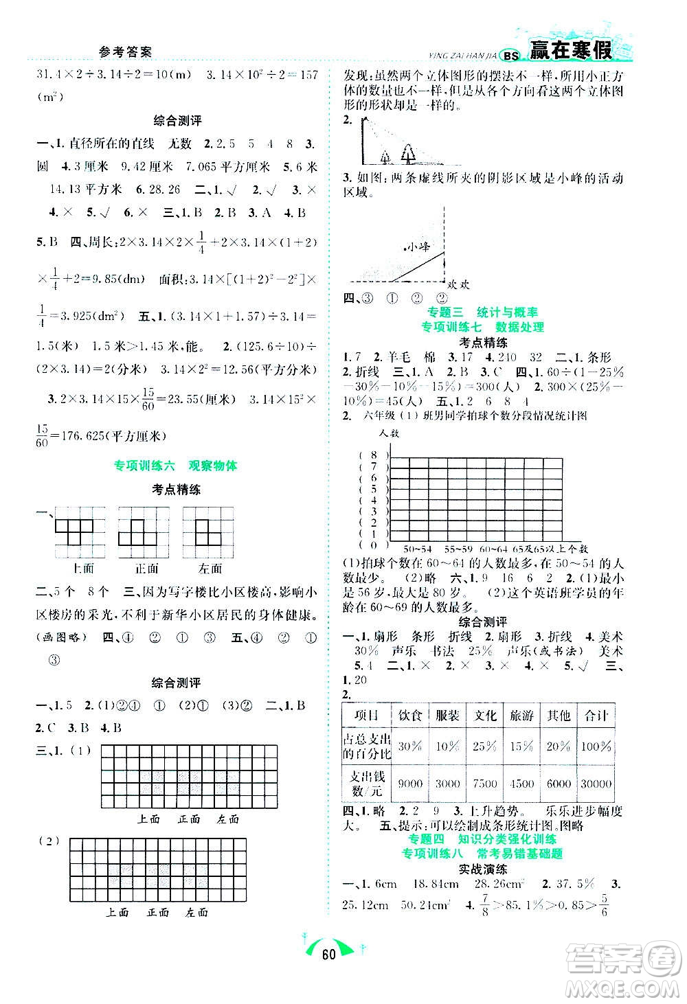 合肥工業(yè)大學(xué)出版社2021贏在寒假期末闖關(guān)六年級數(shù)學(xué)BS北師版答案