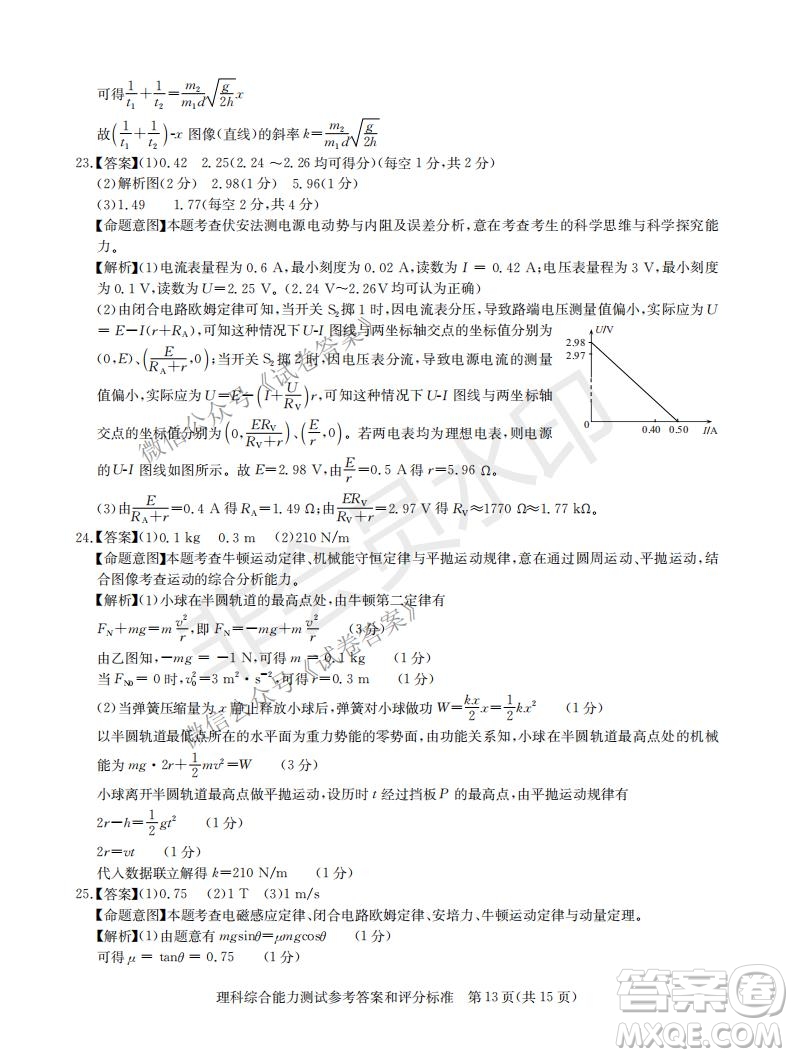 華大新高考聯(lián)盟2021屆高三1月教學(xué)質(zhì)量測(cè)評(píng)理科綜合試題及答案