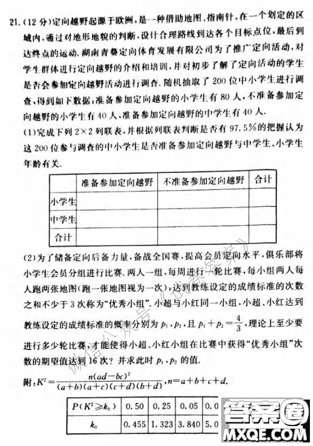 炎德英才大聯(lián)考長(zhǎng)沙市一中2021屆高三月考試卷六數(shù)學(xué)試題及答案