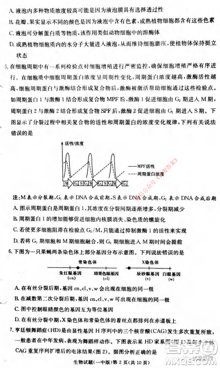 炎德英才大聯(lián)考長沙市一中2021屆高三月考試卷六生物試題及答案