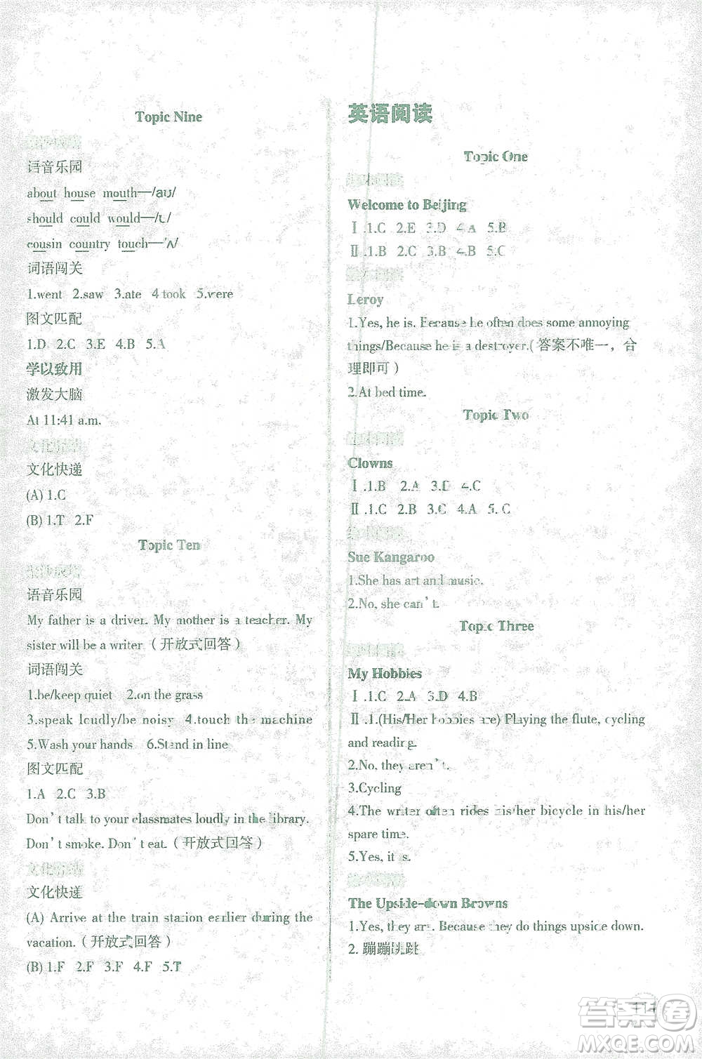 遼寧師范大學(xué)出版社2021寒假樂(lè)園六年級(jí)英語(yǔ)一年級(jí)起點(diǎn)答案
