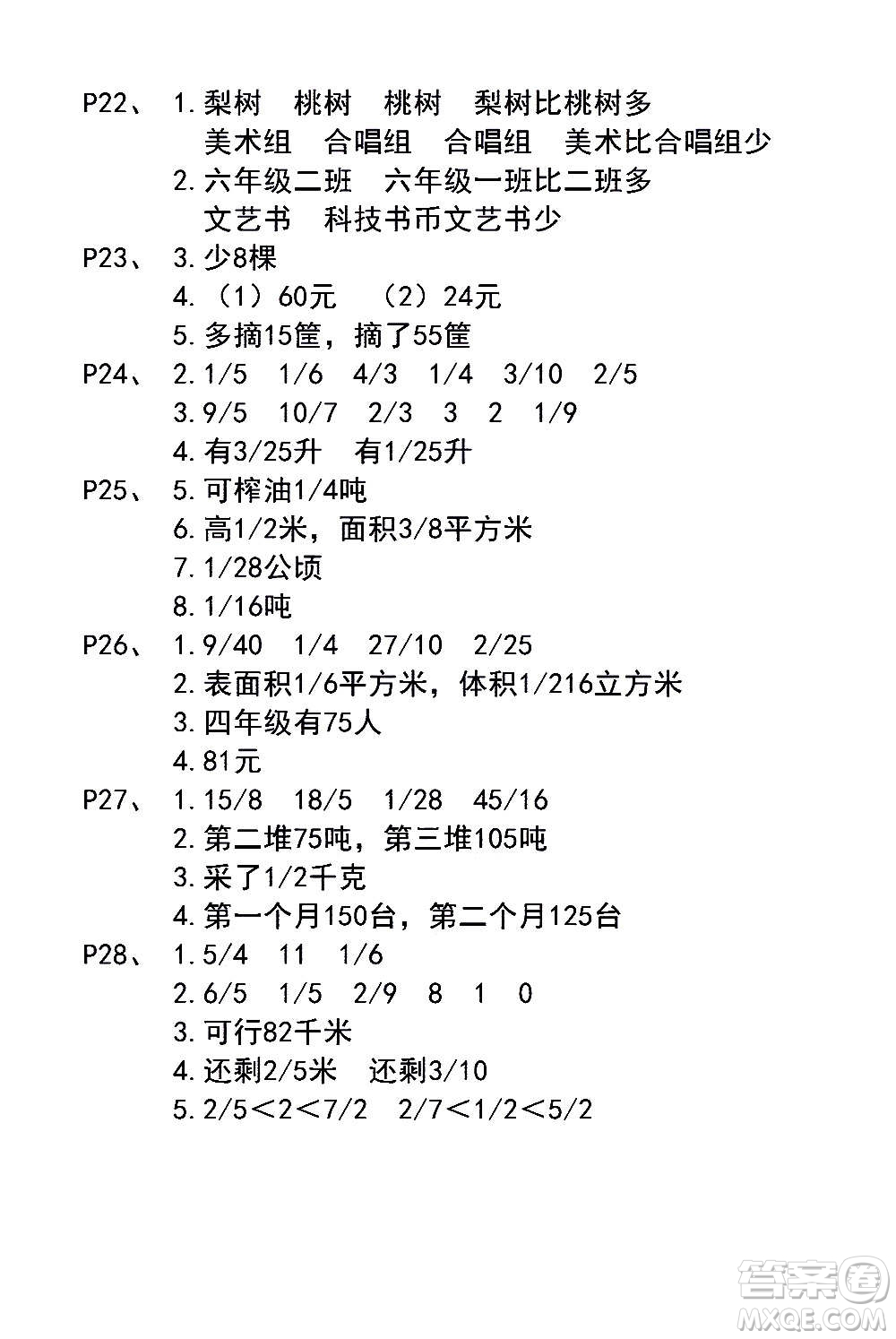 江蘇鳳凰教育出版社2020數(shù)學(xué)補(bǔ)充習(xí)題六年級(jí)上冊(cè)蘇教版答案