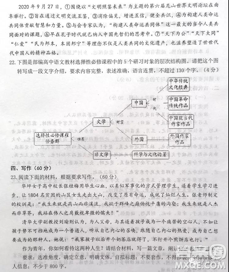 煙臺(tái)2020-2021學(xué)年度第一學(xué)期期末學(xué)業(yè)水平診斷高三語文試題及答案