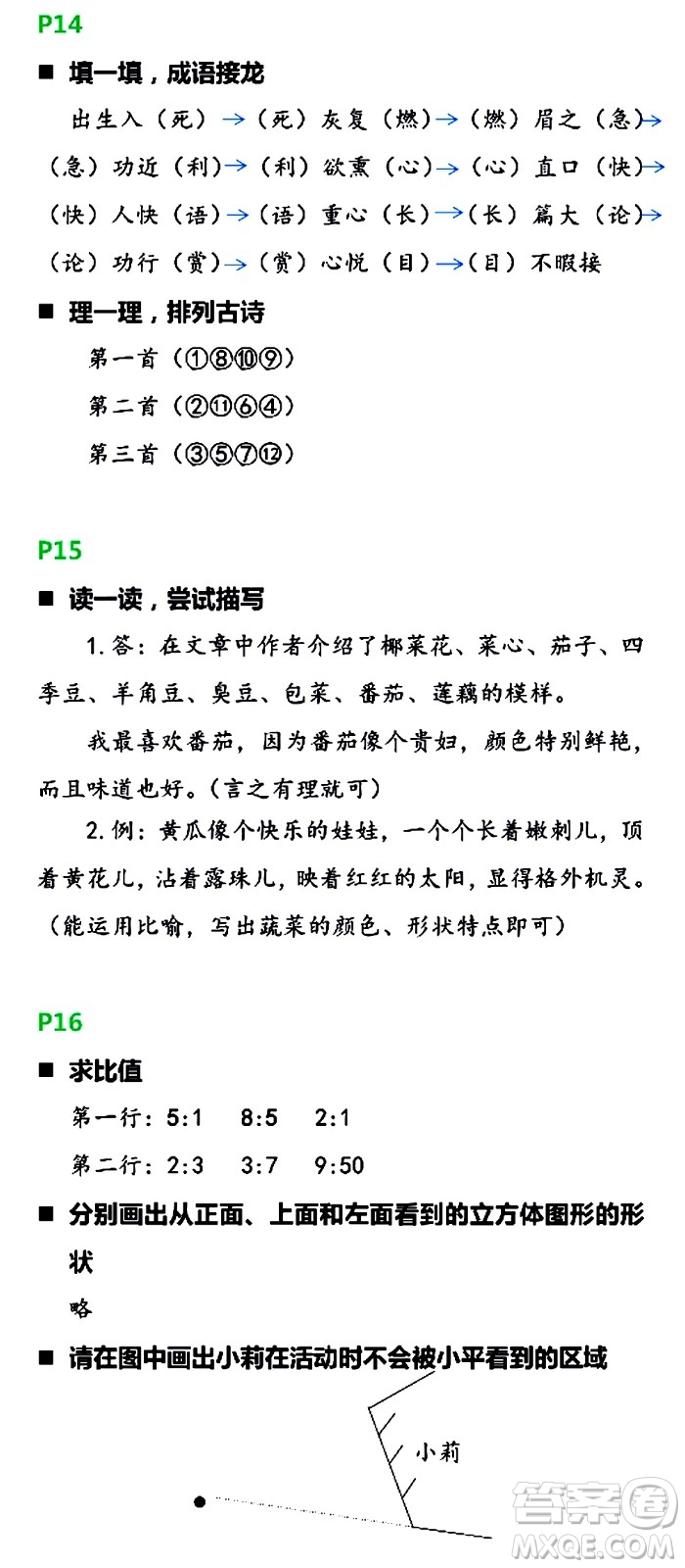 浙江教育出版社2021寒假新時(shí)空六年級(jí)B版答案