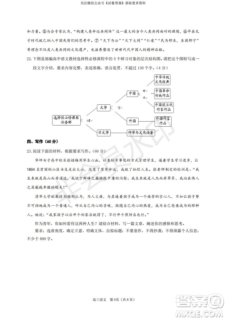 煙臺2020-2021學(xué)年度第一學(xué)期期末學(xué)業(yè)水平診斷高三語文試題及答案