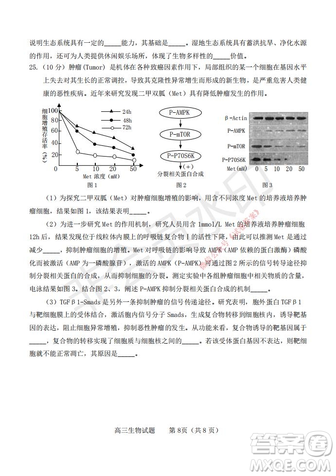 煙臺2020-2021學(xué)年度第一學(xué)期期末學(xué)業(yè)水平診斷高三生物試題及答案