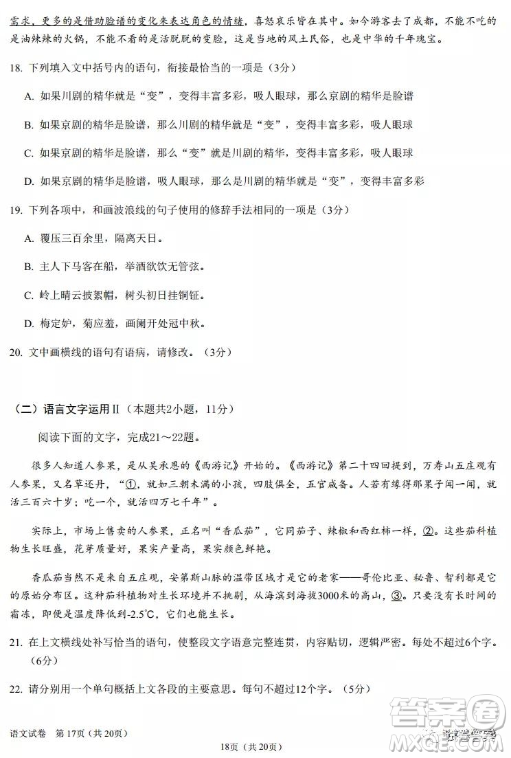 湖北省2021屆部分重點(diǎn)中學(xué)高三上學(xué)期期末聯(lián)考語(yǔ)文試題及答案