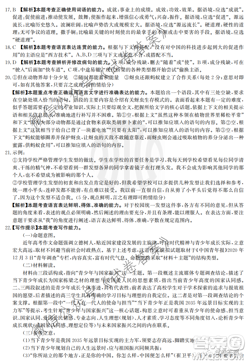 駐馬店市2020-2021學年度第一學期高三年級期末統(tǒng)一考試語文試題及答案