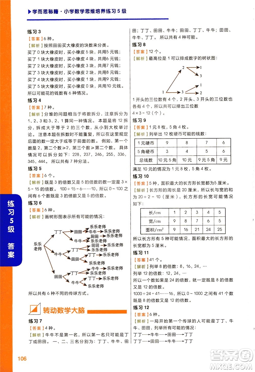 現(xiàn)在教育出版社2021學而思秘籍小學數(shù)學思維培養(yǎng)五級練習三年級答案