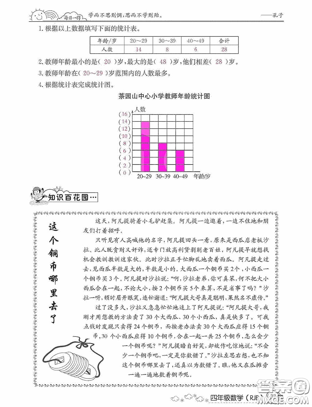 延邊教育出版社2021快樂假期寒假作業(yè)數(shù)學(xué)四年級人教版答案
