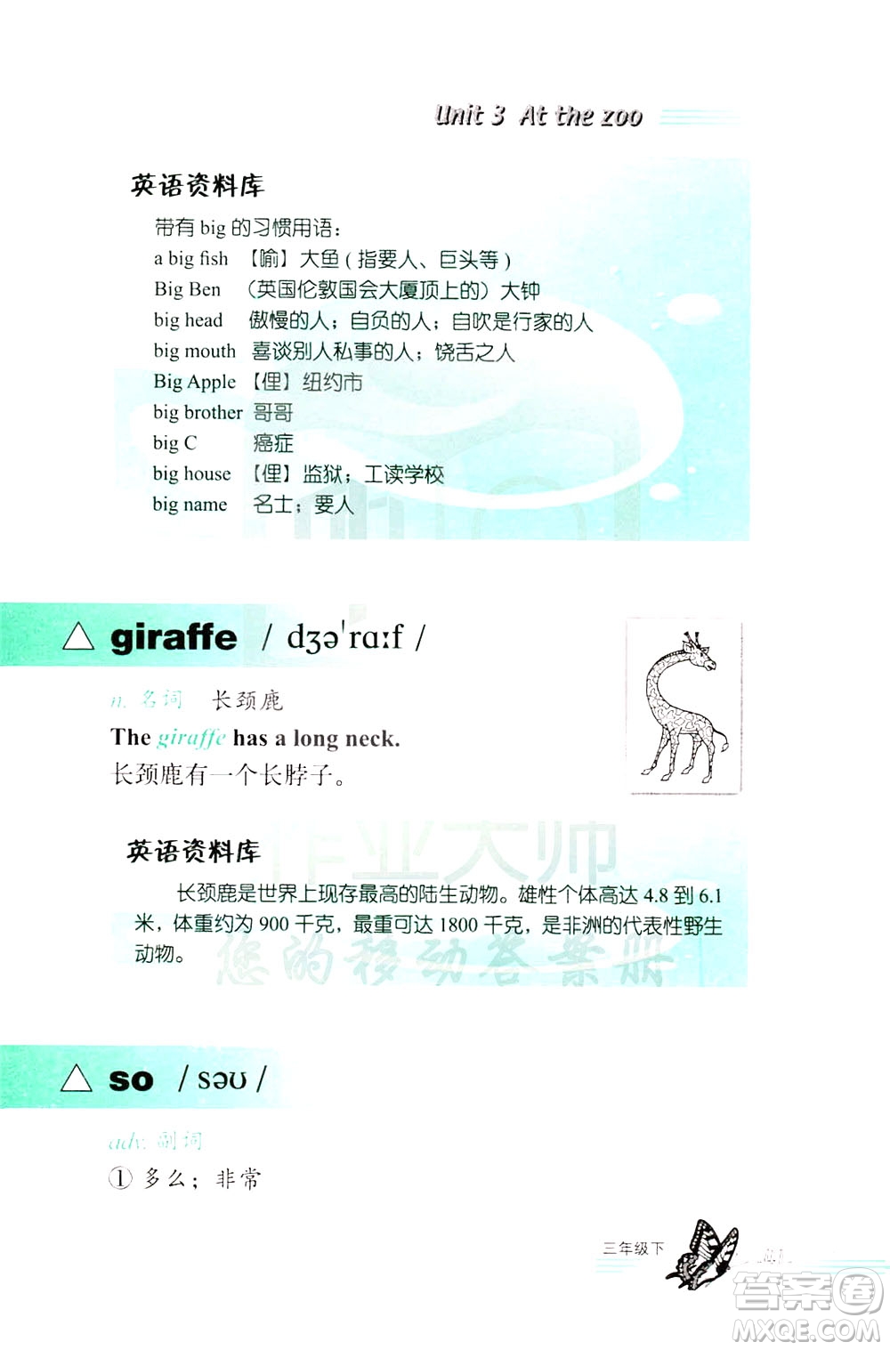 浙江教育出版社2021小學(xué)英語(yǔ)詞語(yǔ)手冊(cè)三年級(jí)下冊(cè)人教版答案