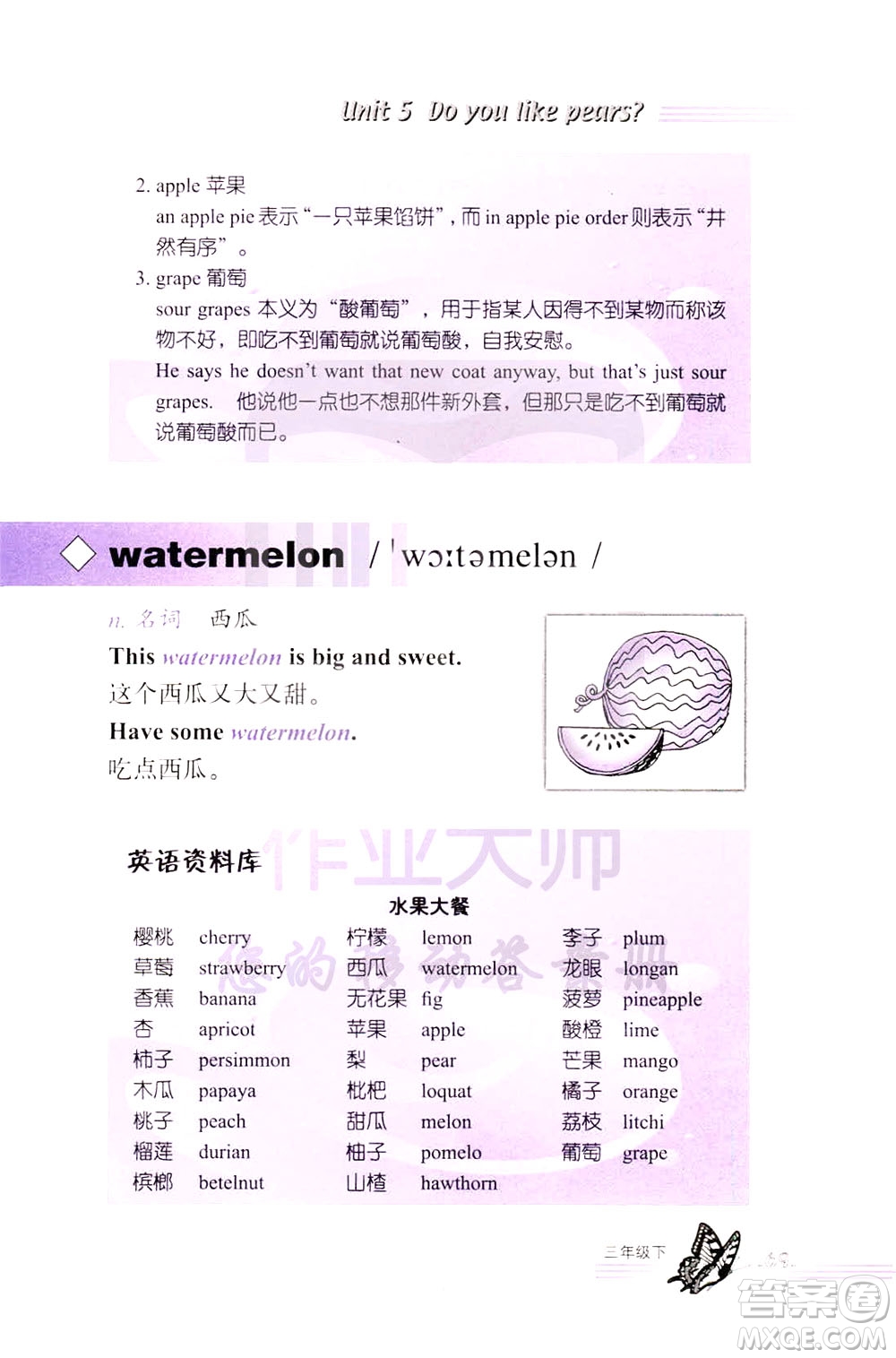浙江教育出版社2021小學(xué)英語(yǔ)詞語(yǔ)手冊(cè)三年級(jí)下冊(cè)人教版答案