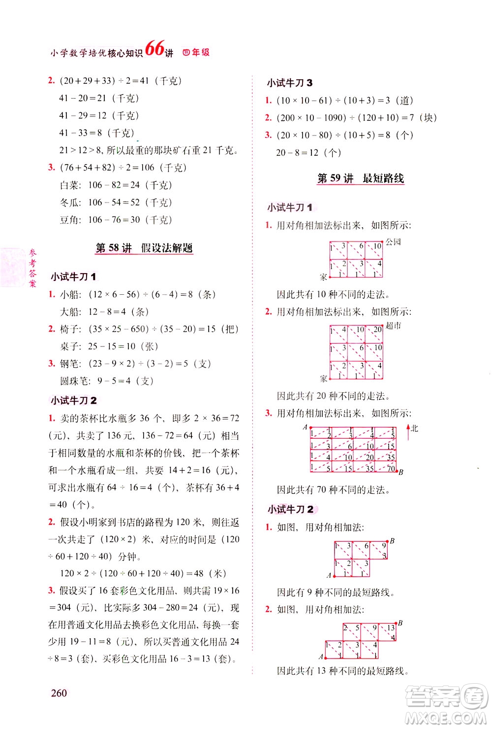 長春出版社2021版小學(xué)數(shù)學(xué)培優(yōu)核心知識66講四年級答案