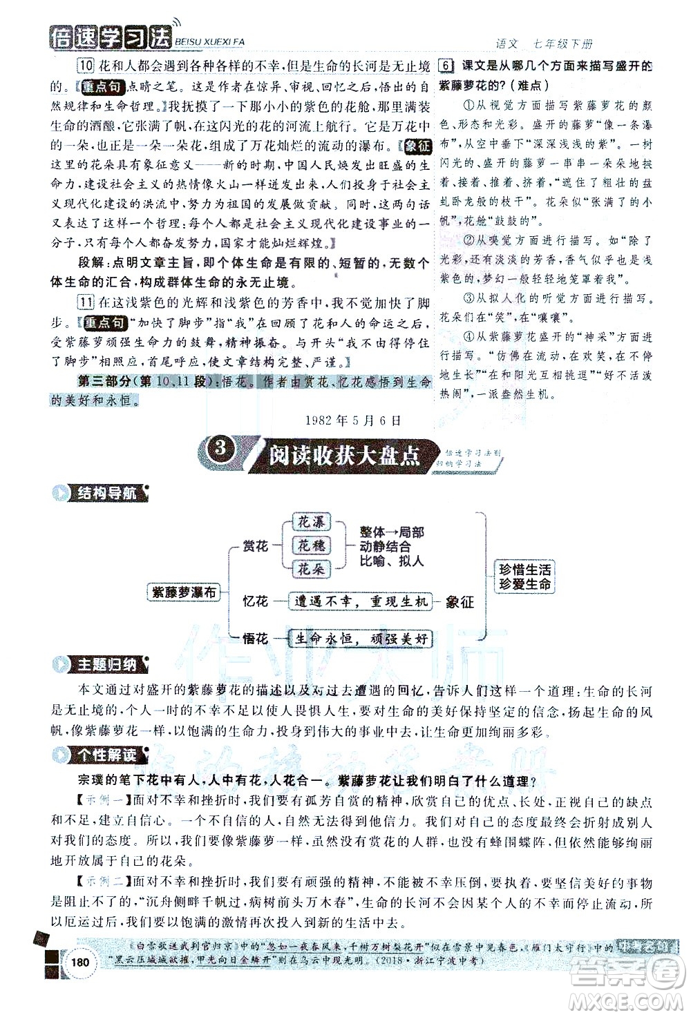 北京教育出版社2021年倍速學習法七年級語文下冊人教版答案