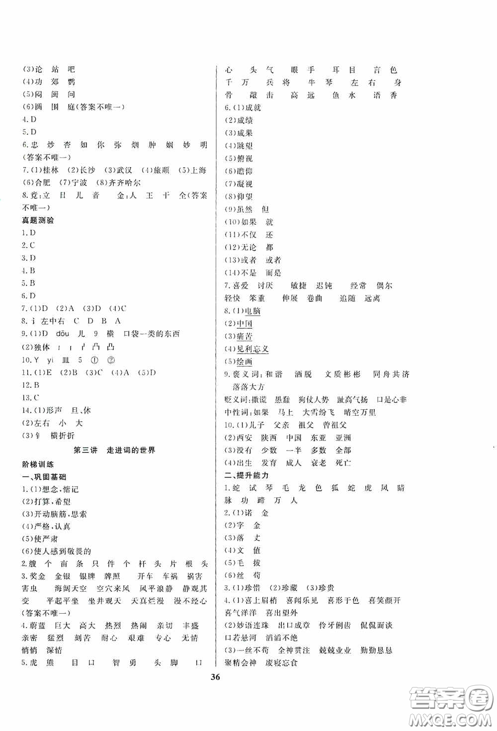 小學(xué)畢業(yè)總復(fù)習(xí)備考攻略高效練習(xí)冊語文人教版答案