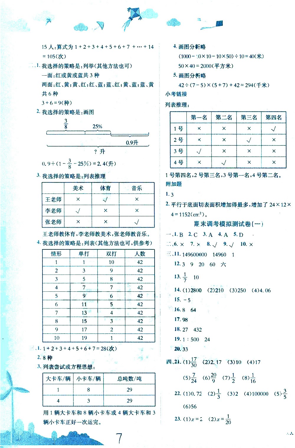 龍門(mén)書(shū)局2021黃岡小狀元達(dá)標(biāo)卷六年級(jí)數(shù)學(xué)下BS北師大版答案