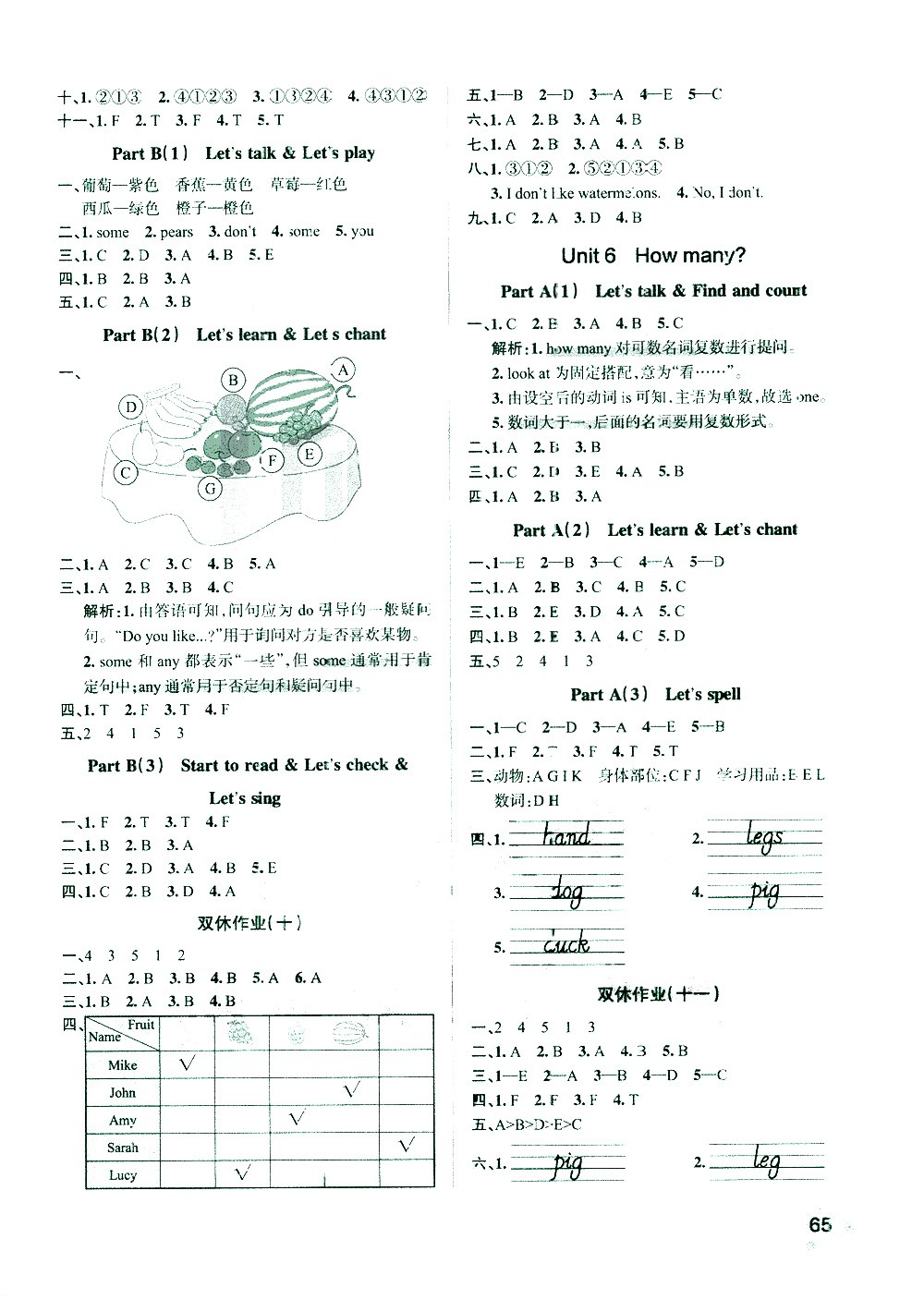 陜西師范大學出版總社有限公司2021小學學霸作業(yè)本英語三年級下RJ人教版答案