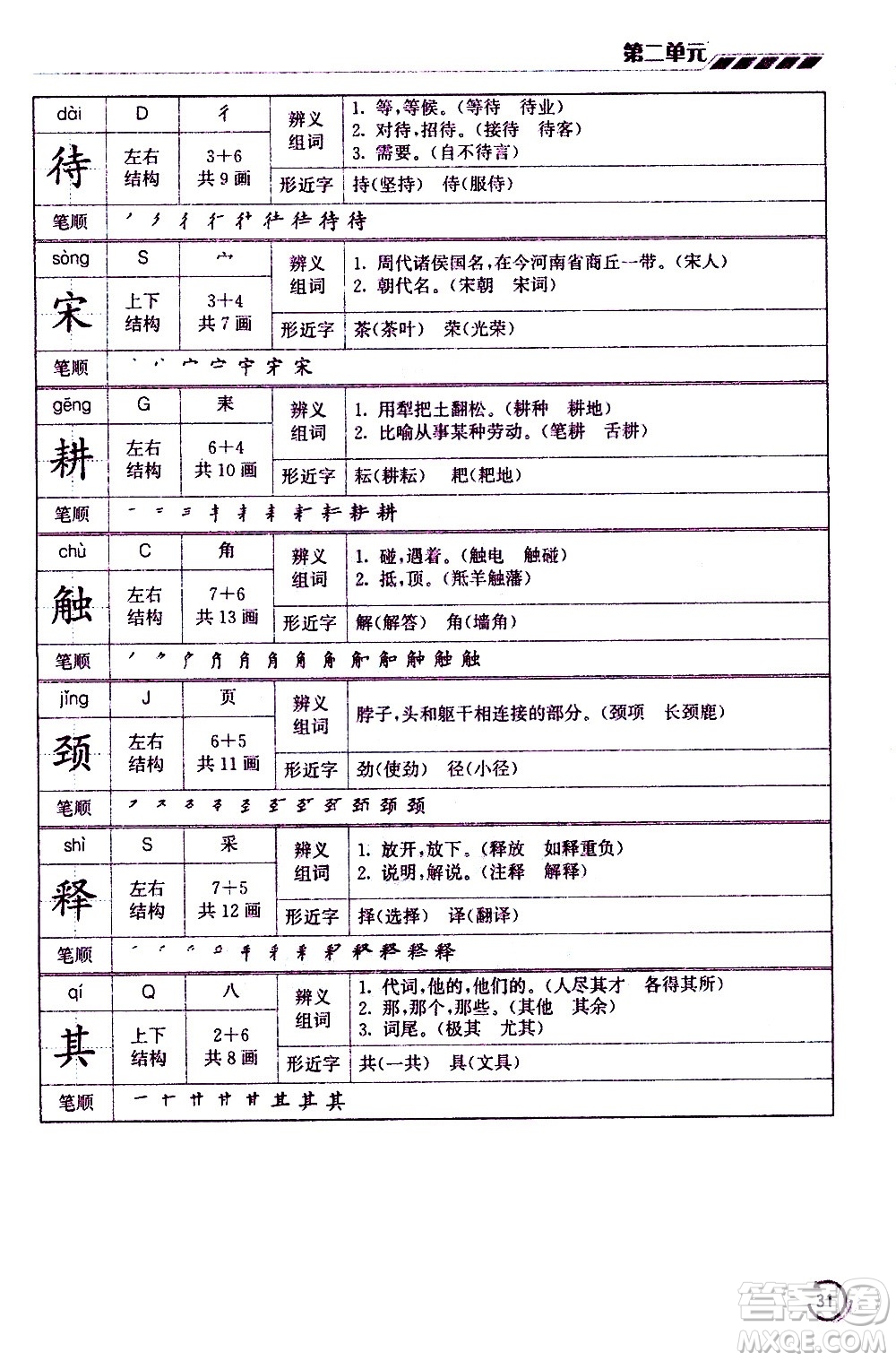 江蘇鳳凰美術(shù)出版社2021小學語文學霸三年級下冊全國版答案