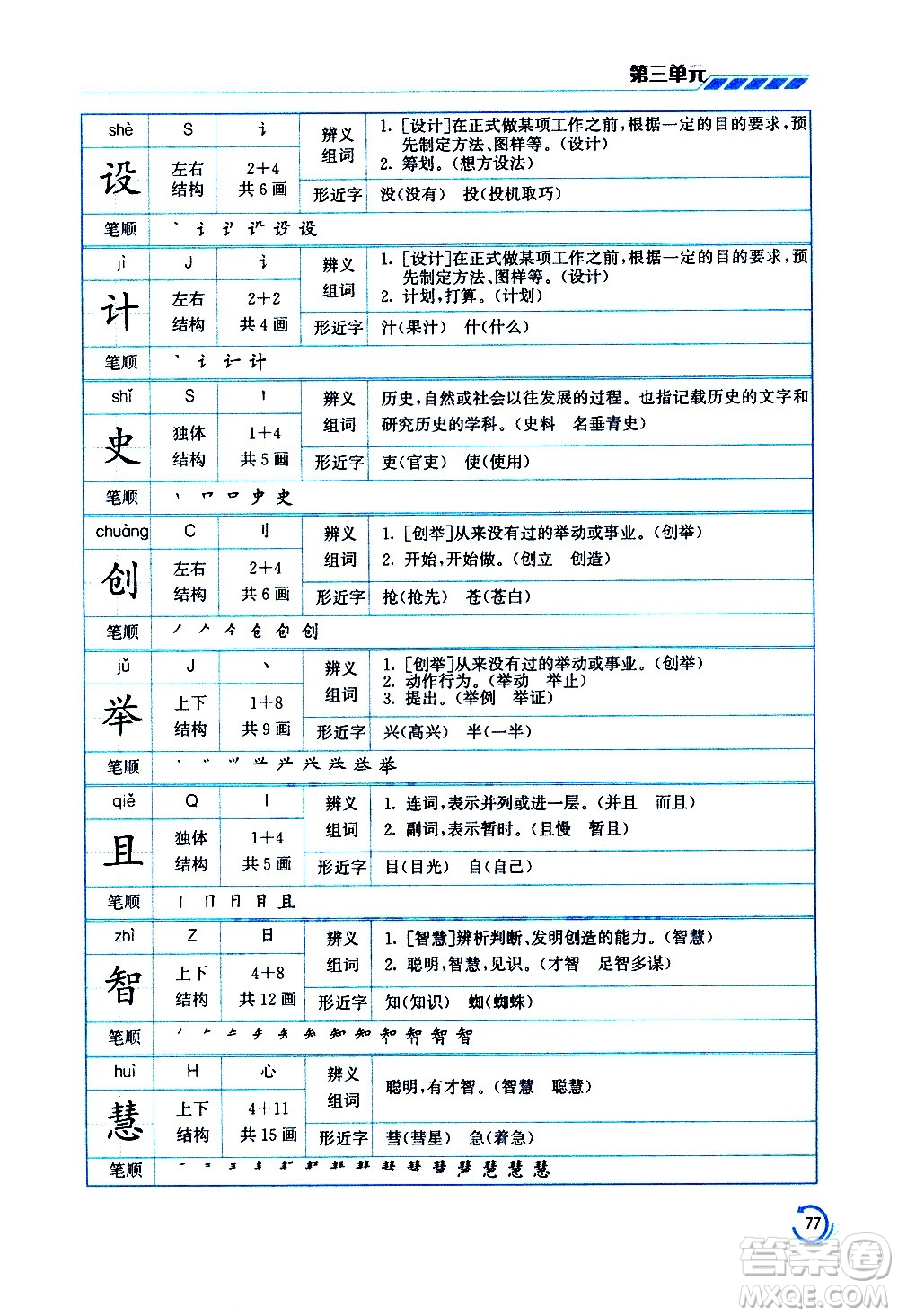 江蘇鳳凰美術(shù)出版社2021小學語文學霸三年級下冊全國版答案