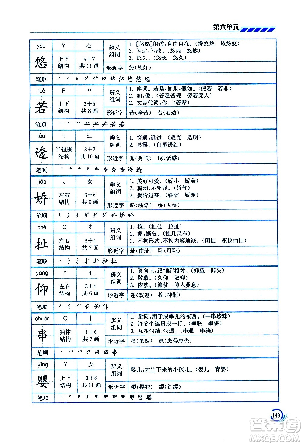 江蘇鳳凰美術(shù)出版社2021小學語文學霸三年級下冊全國版答案