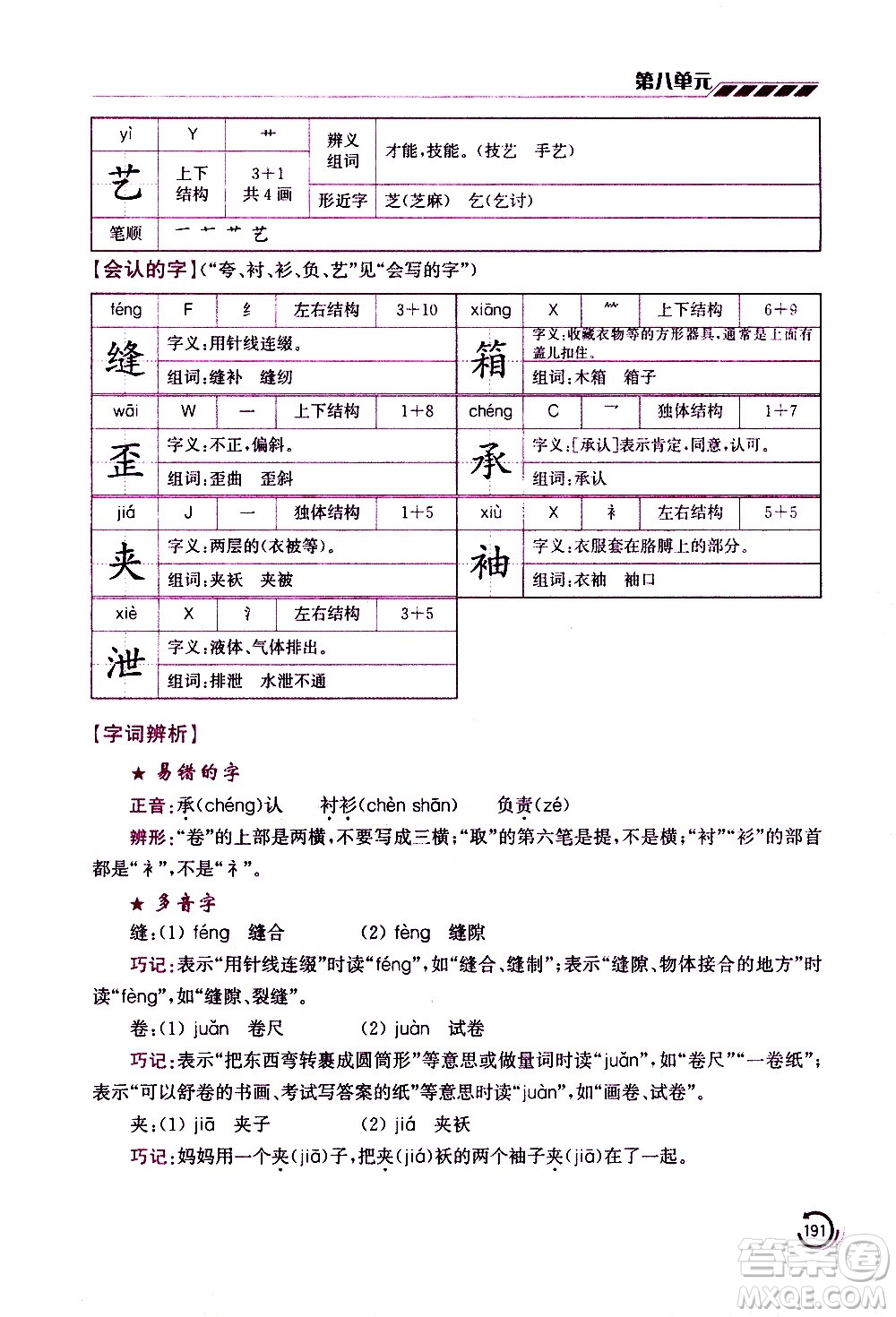 江蘇鳳凰美術(shù)出版社2021小學語文學霸三年級下冊全國版答案