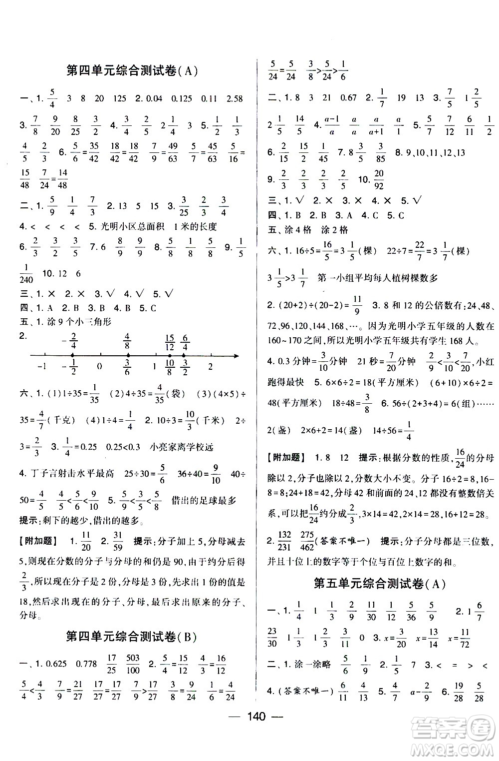 寧夏人民教育出版社2021學(xué)霸提優(yōu)大試卷數(shù)學(xué)五年級(jí)下江蘇國標(biāo)答案