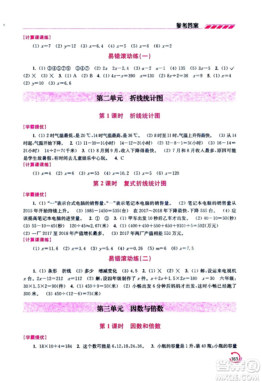 江蘇鳳凰美術(shù)出版社2021小學(xué)數(shù)學(xué)學(xué)霸五年級(jí)下冊(cè)江蘇版答案