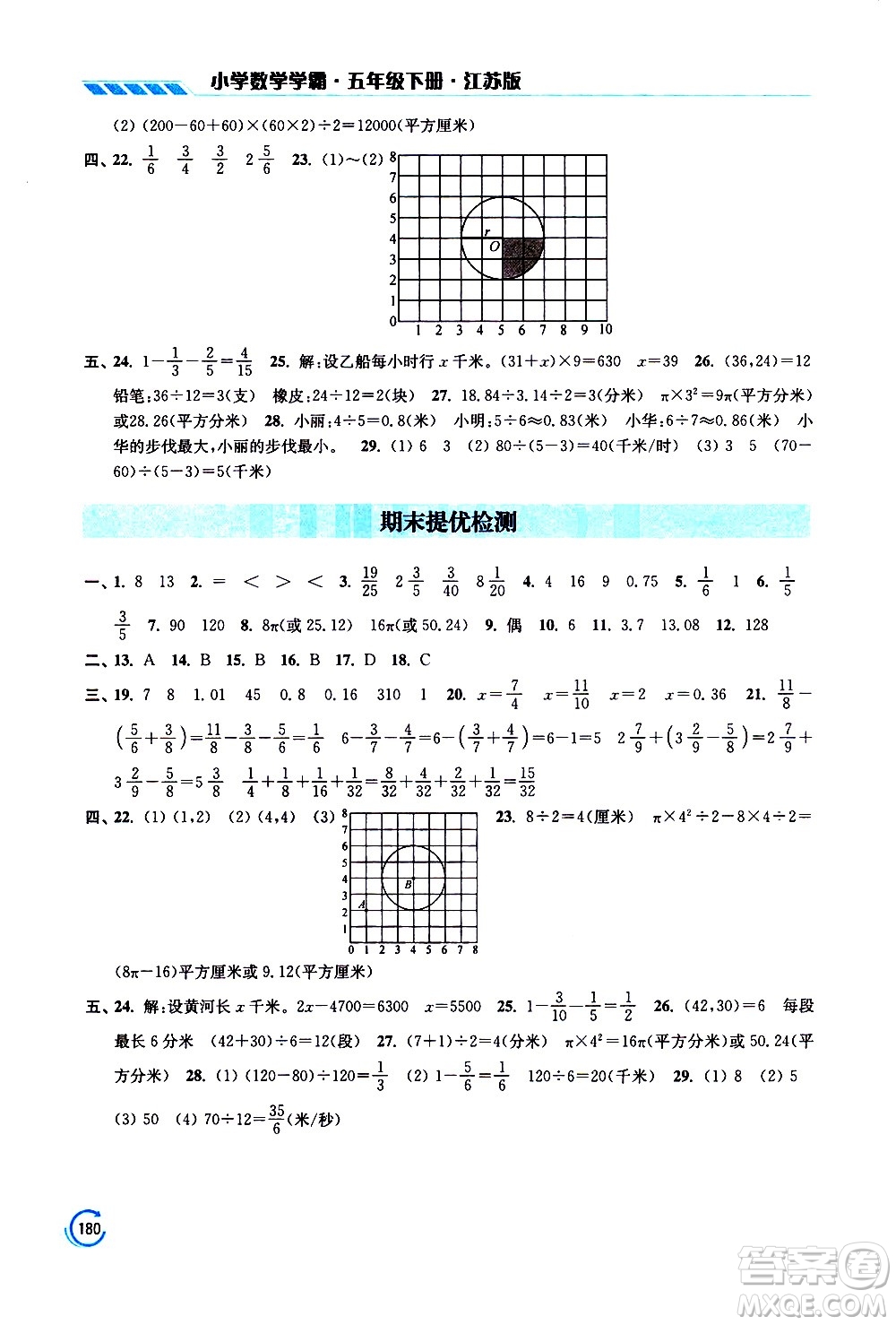 江蘇鳳凰美術(shù)出版社2021小學(xué)數(shù)學(xué)學(xué)霸五年級(jí)下冊(cè)江蘇版答案