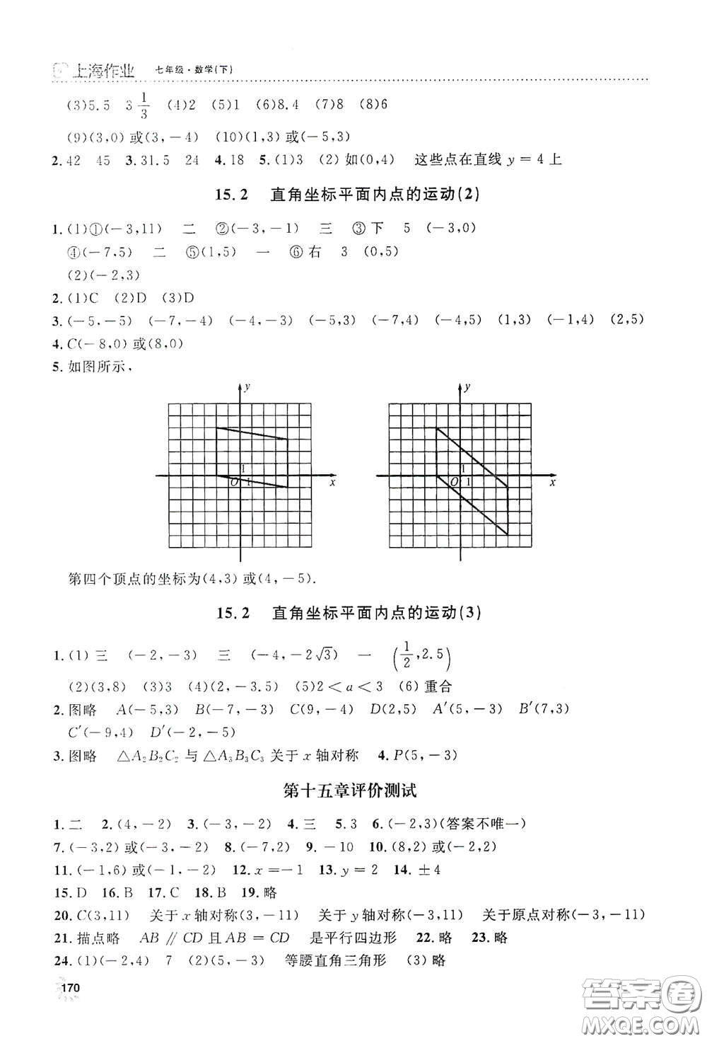 上海大學(xué)出版社2021鐘書金牌上海作業(yè)七年級數(shù)學(xué)下冊全新修訂版答案