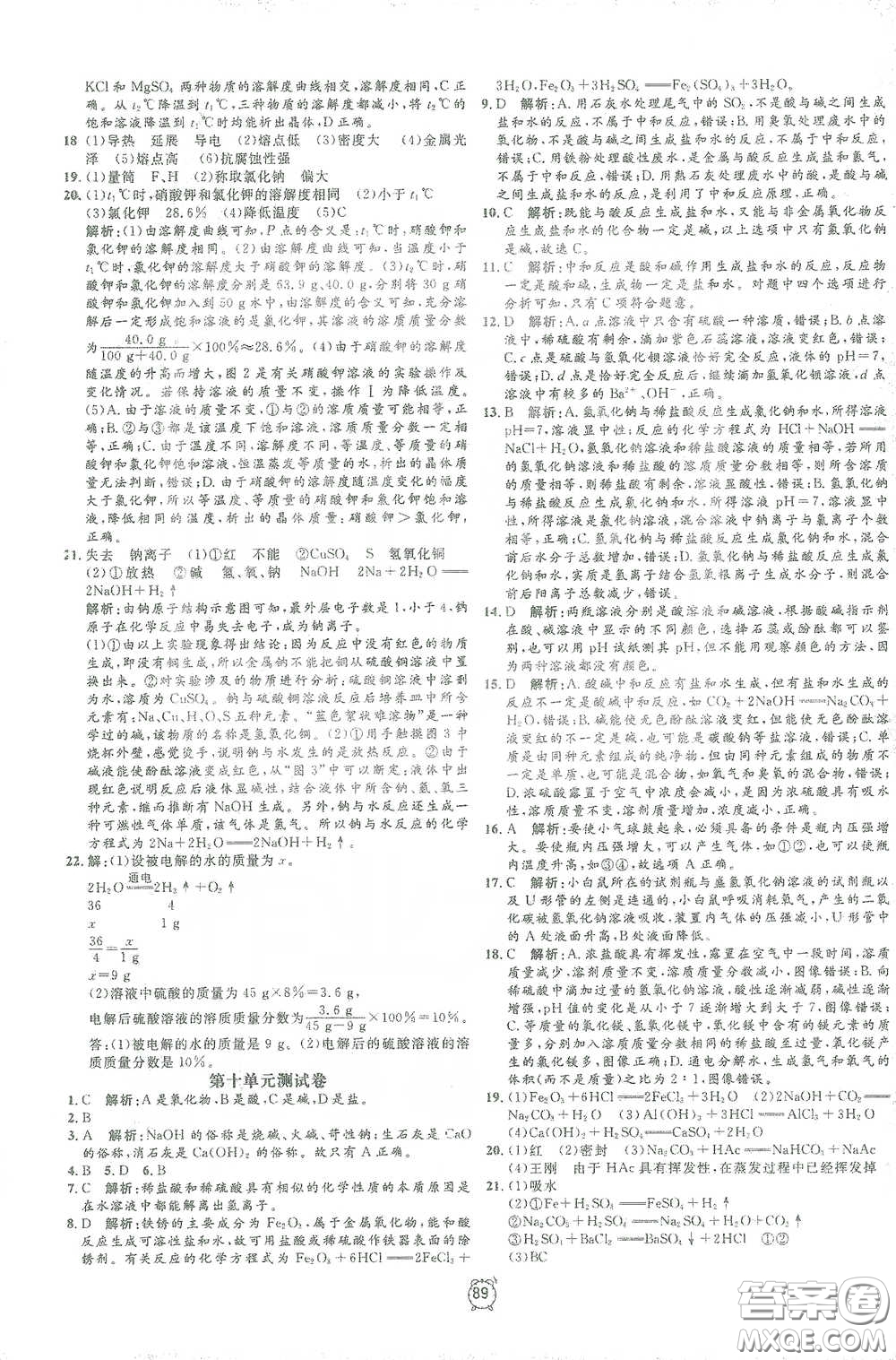 鐘書金牌2021過關(guān)沖刺100分九年級(jí)化學(xué)下冊人教版單元測試卷答案