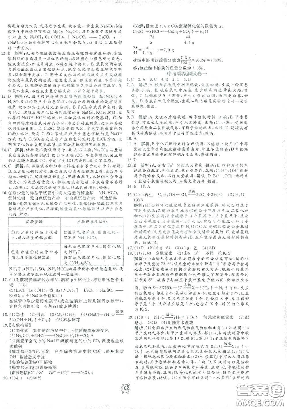 鐘書金牌2021過關(guān)沖刺100分九年級(jí)化學(xué)下冊人教版單元測試卷答案