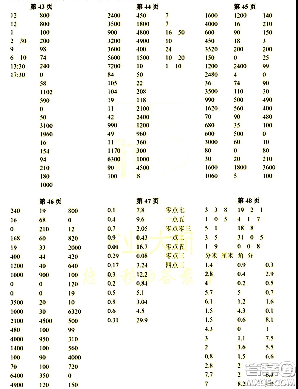 科學普及出版社2021幫你學數(shù)學口算練習冊小學三年級下冊人教版答案