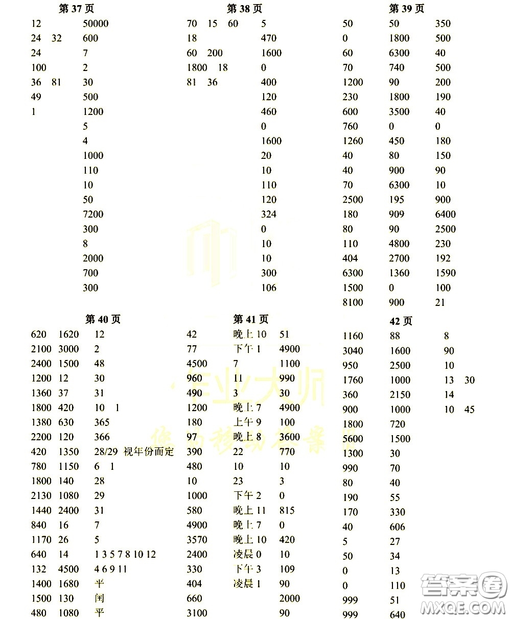 科學普及出版社2021幫你學數(shù)學口算練習冊小學三年級下冊人教版答案