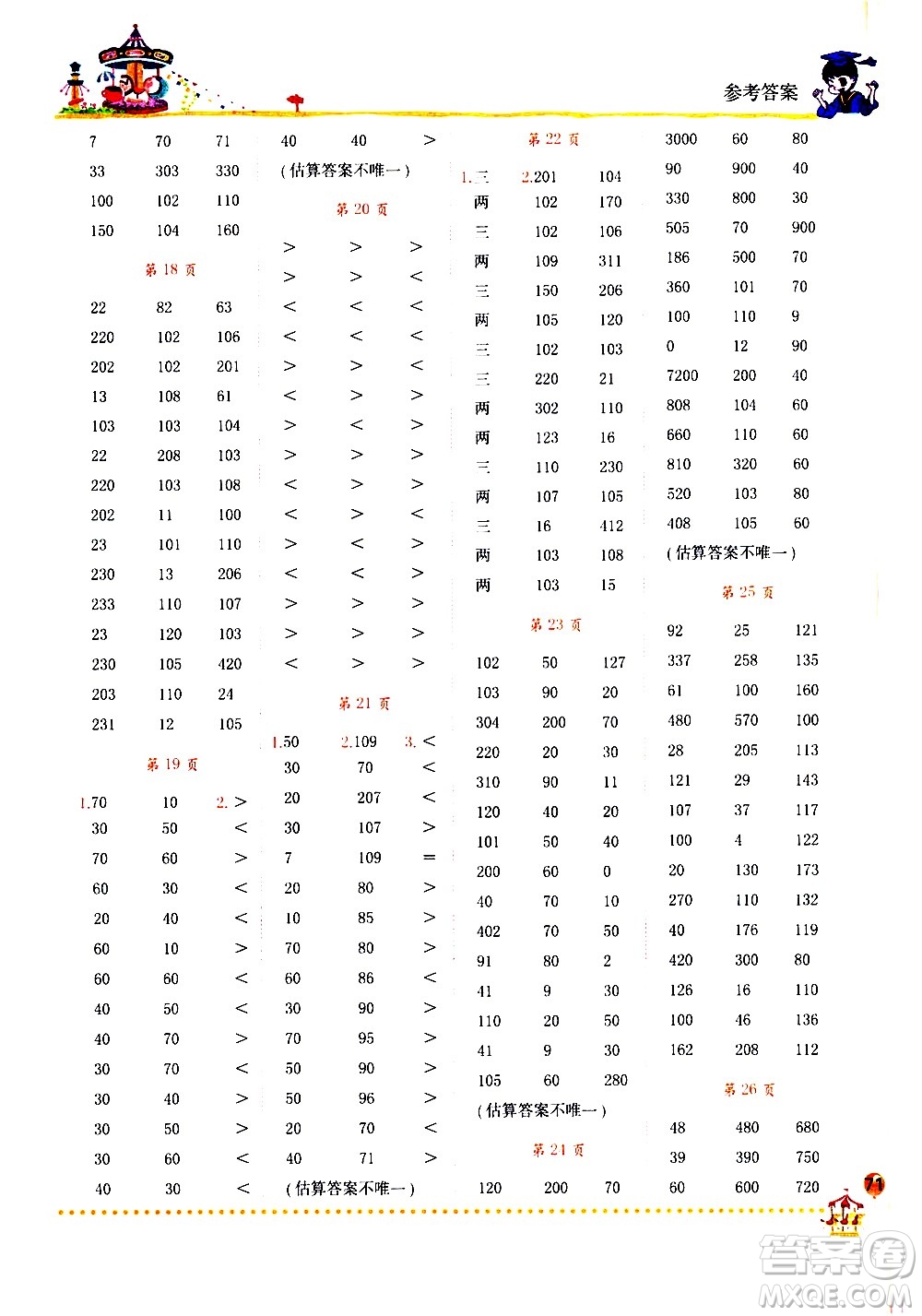 龍門(mén)書(shū)局2021黃岡小狀元口算速算練習(xí)冊(cè)三年級(jí)數(shù)學(xué)下冊(cè)人教版答案