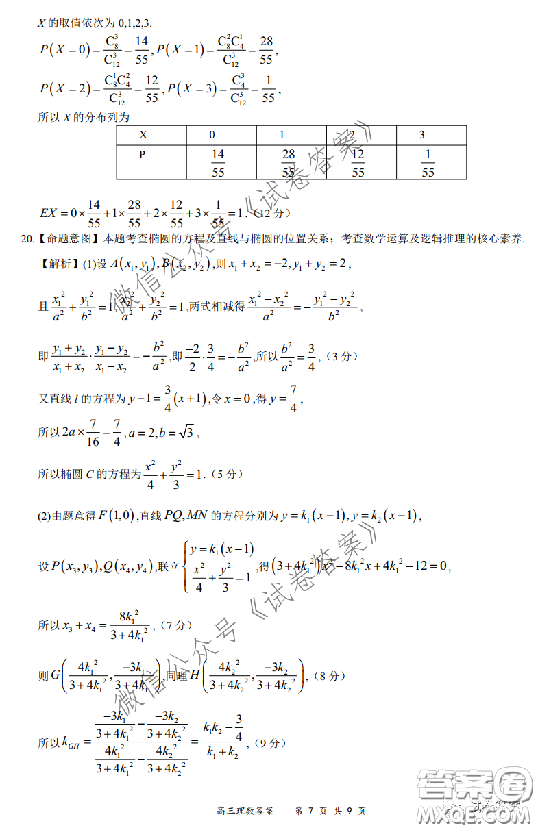 2020-2021學(xué)年下學(xué)期全國百強名校領(lǐng)軍考試理數(shù)試題及答案