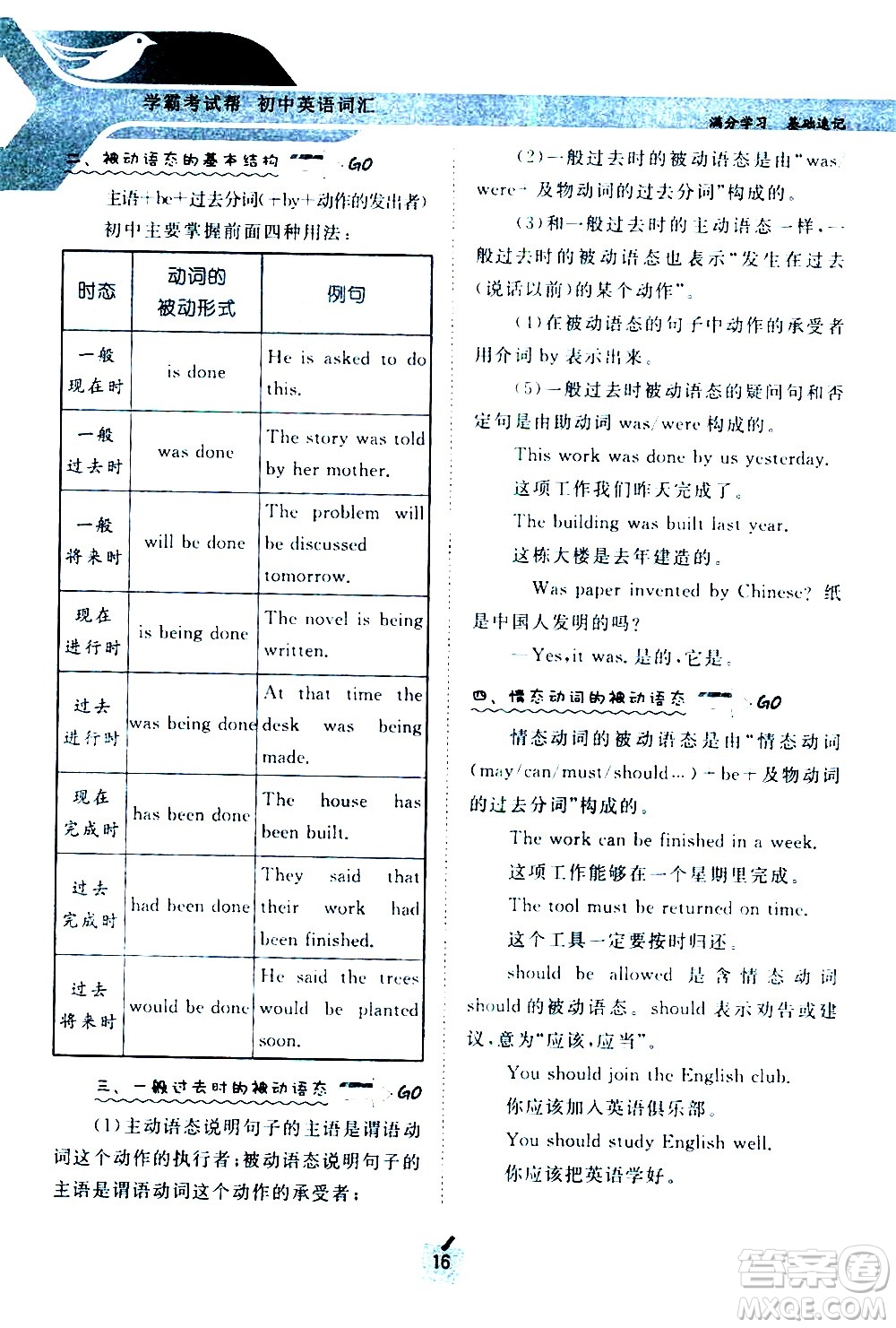 長(zhǎng)江出版社2021學(xué)霸考試幫初中英語(yǔ)語(yǔ)法通用版答案