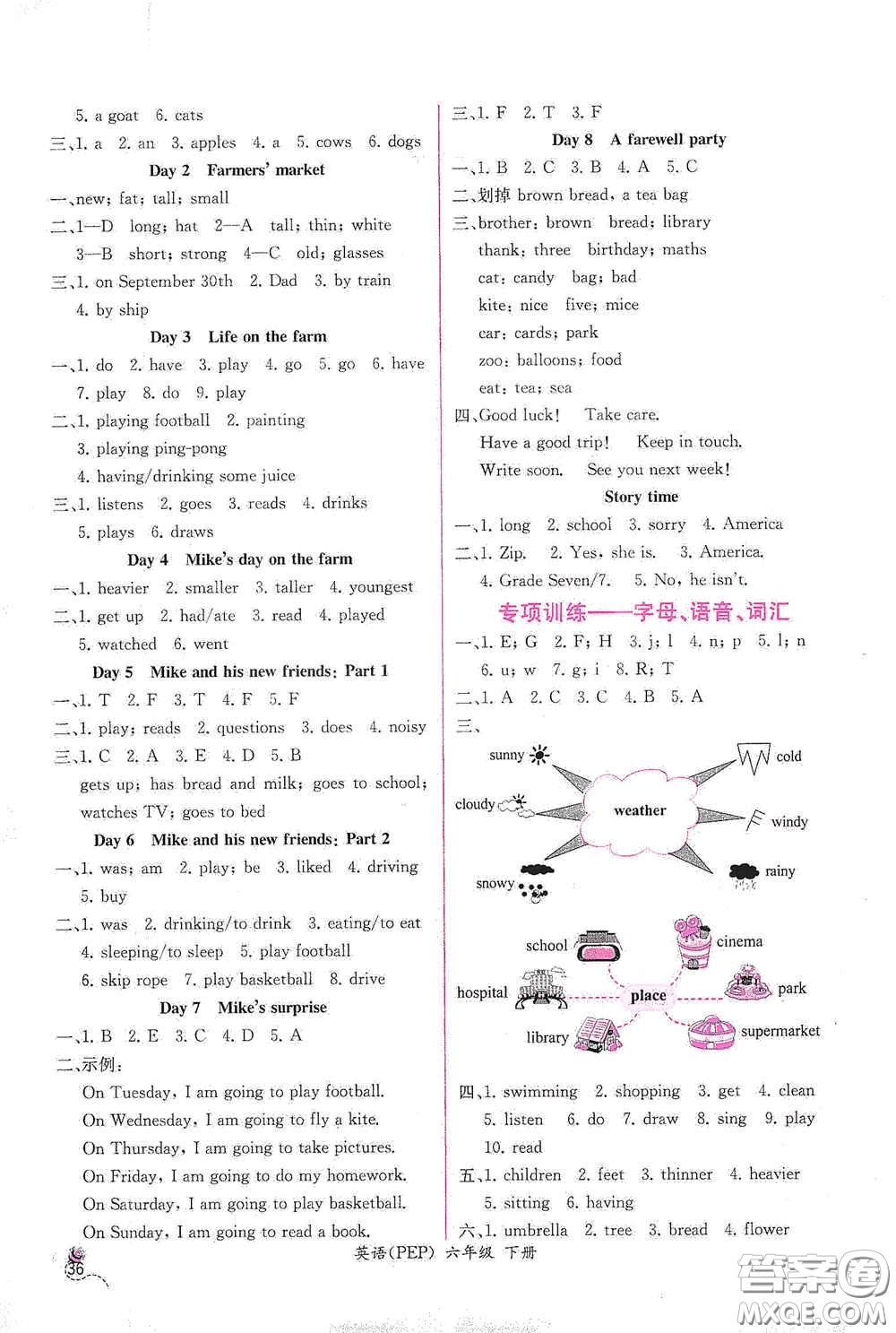 人民教育出版社2021同步導(dǎo)學(xué)案課時(shí)練六年級英語下冊人教版答案