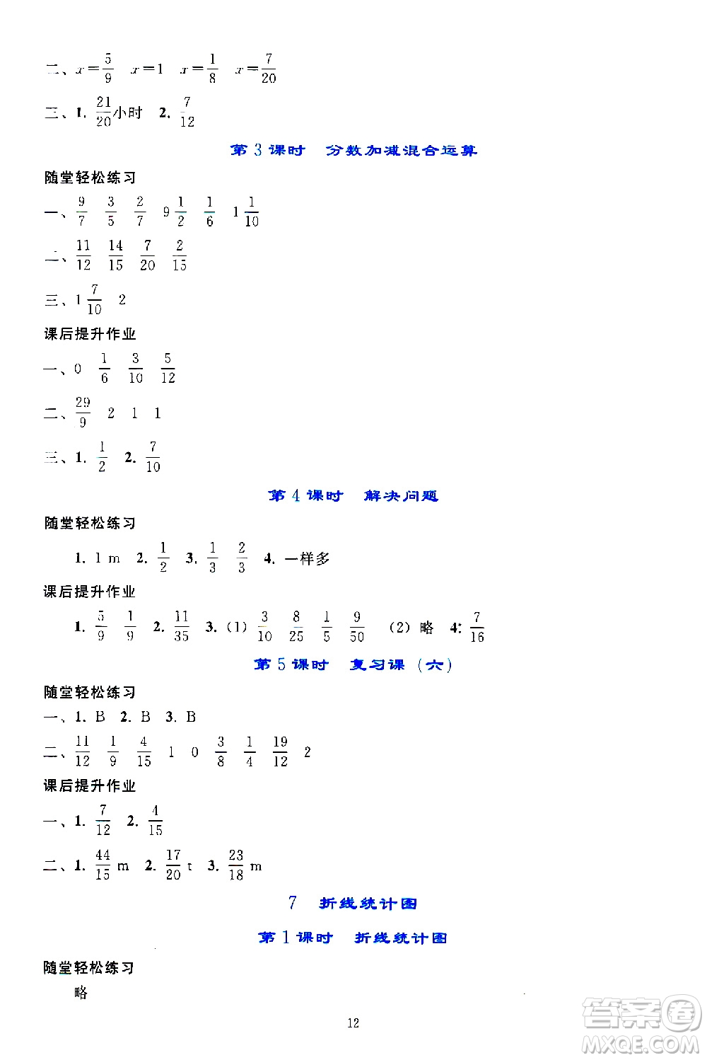 人民教育出版社2021同步輕松練習(xí)數(shù)學(xué)五年級下冊人教版答案