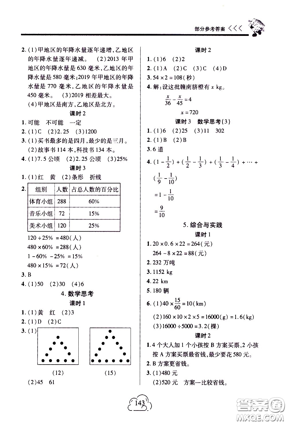 二十一世紀出版社2021新課程新練習數(shù)學六年級下冊人教版答案