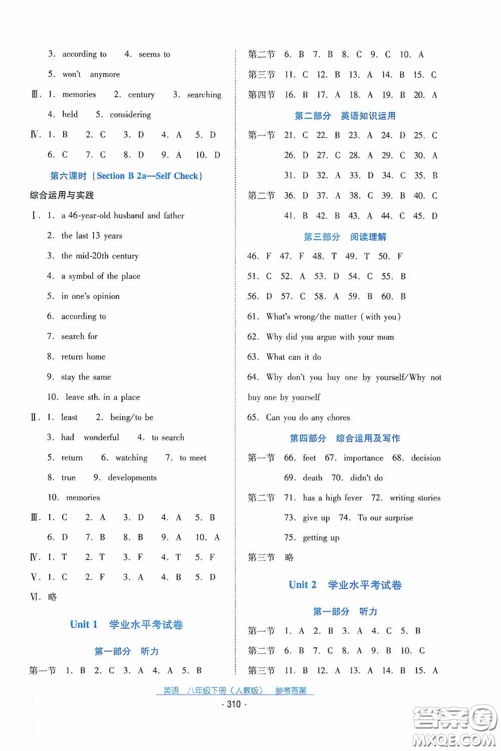 云南教育出版社2021云南省標(biāo)準(zhǔn)教輔優(yōu)佳學(xué)案八年級(jí)英語下冊(cè)人教版答案