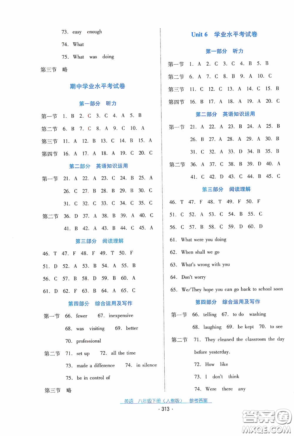 云南教育出版社2021云南省標(biāo)準(zhǔn)教輔優(yōu)佳學(xué)案八年級(jí)英語下冊(cè)人教版答案