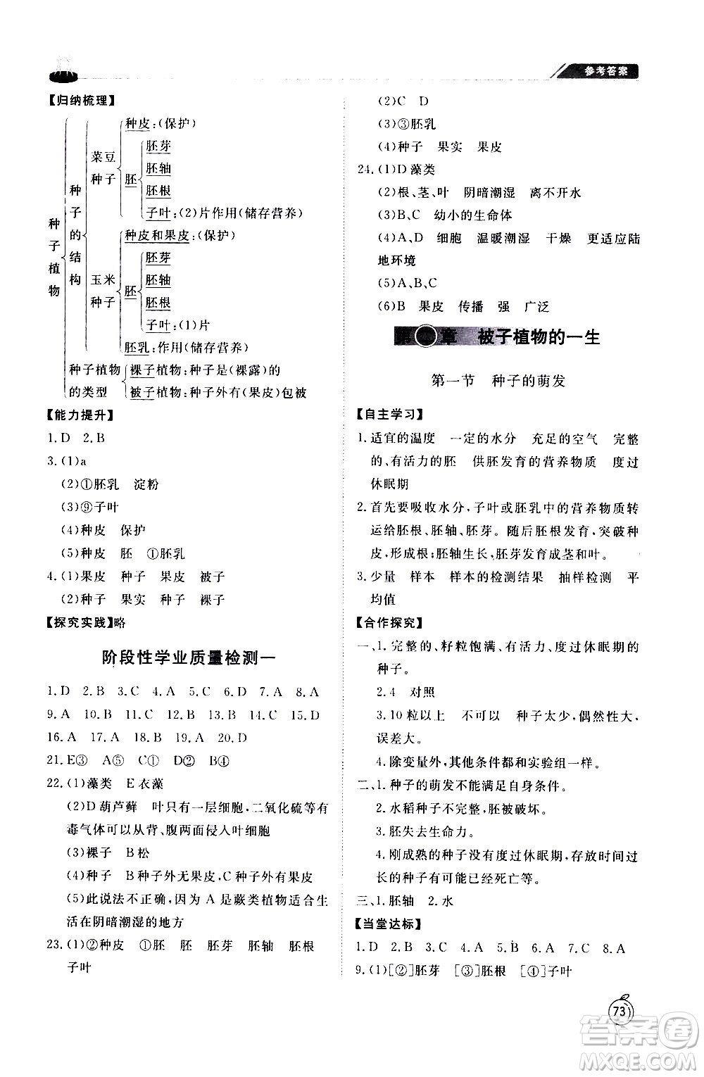 山東友誼出版社2021初中同步練習(xí)冊(cè)生物學(xué)五四制六年級(jí)下冊(cè)魯科版答案