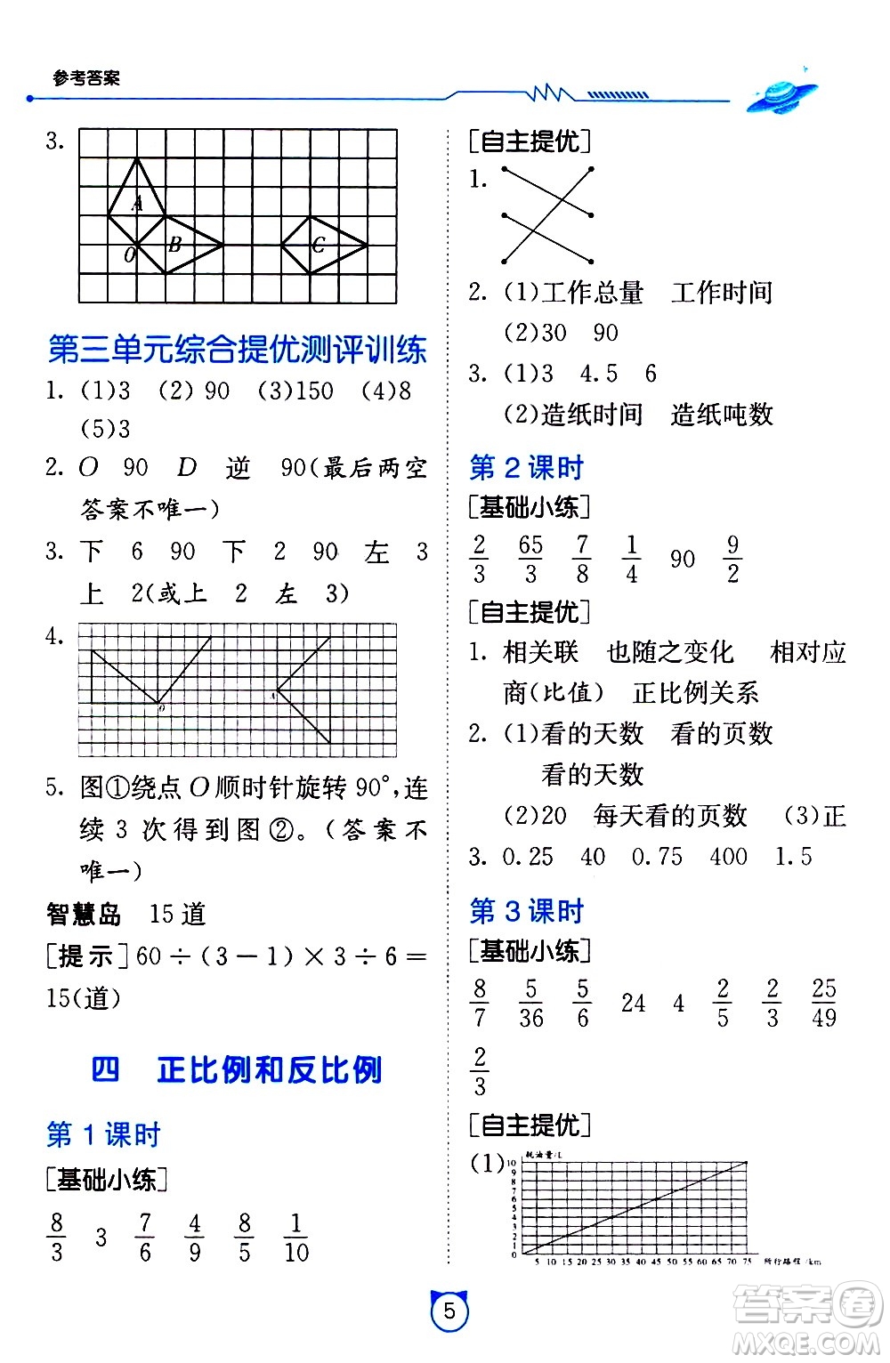 江蘇人民出版社2021小學數(shù)學口算速算提優(yōu)練習冊六年級下冊北師大版答案