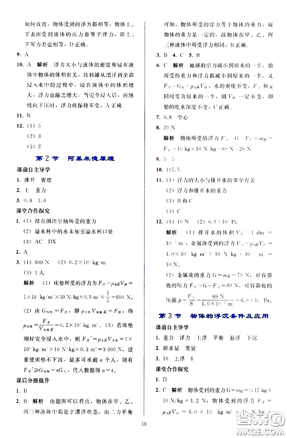人民教育出版社2021同步輕松練習(xí)物理八年級下冊人教版答案