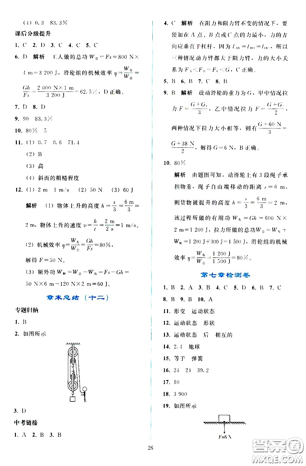 人民教育出版社2021同步輕松練習(xí)物理八年級下冊人教版答案