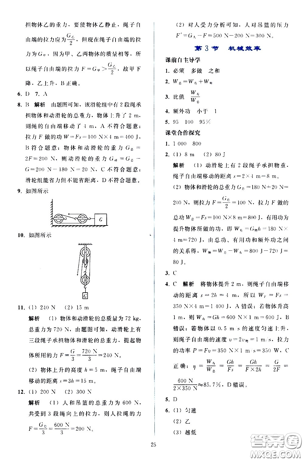 人民教育出版社2021同步輕松練習(xí)物理八年級下冊人教版答案