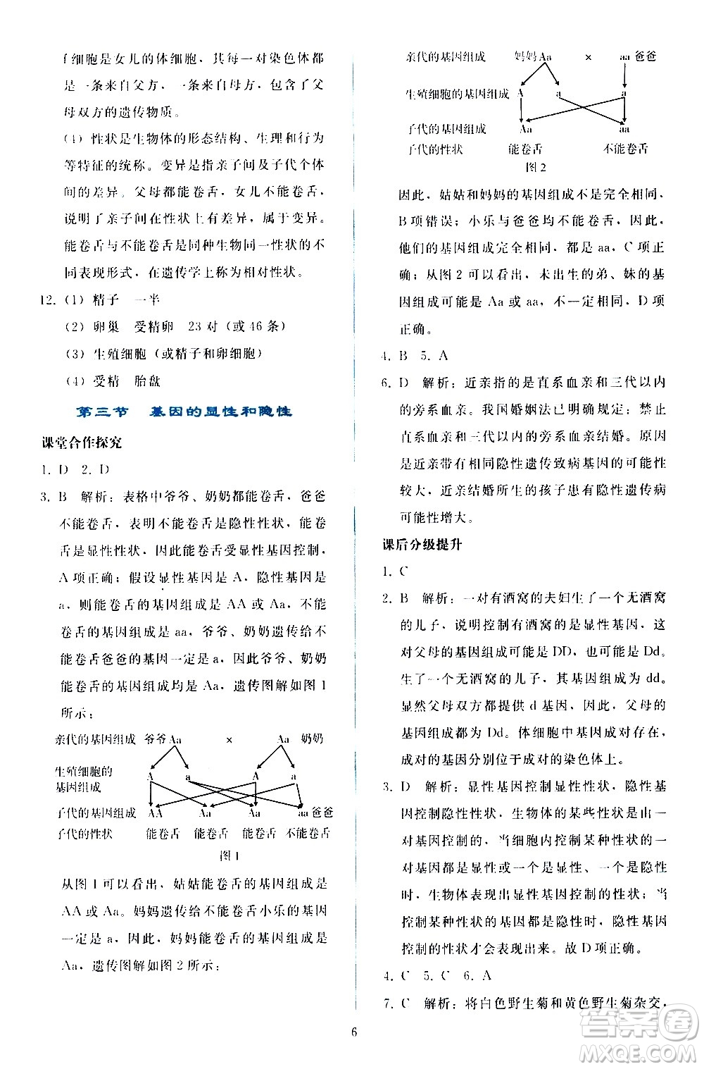 人民教育出版社2021同步輕松練習(xí)生物學(xué)八年級(jí)下冊(cè)人教版答案