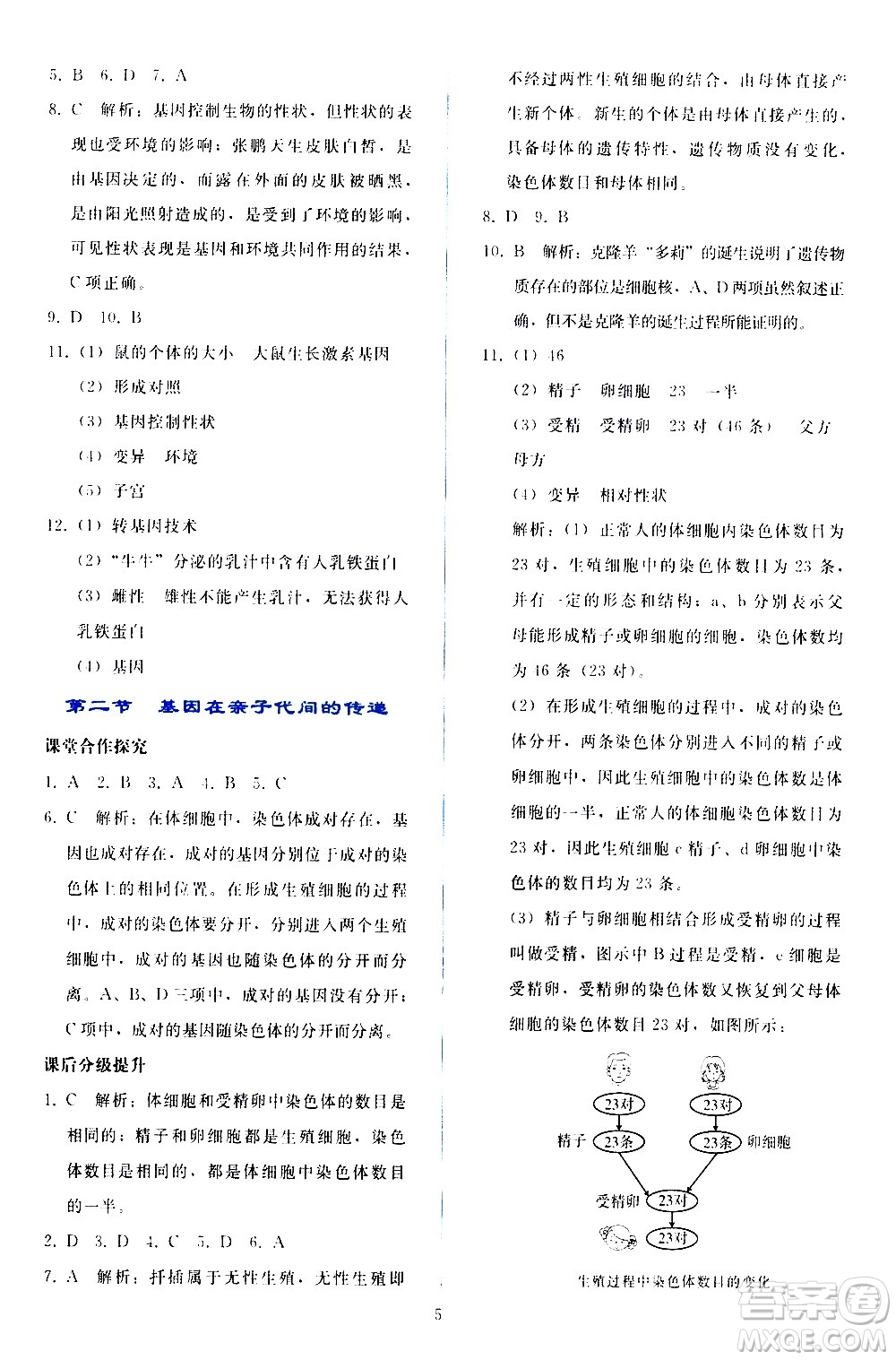人民教育出版社2021同步輕松練習(xí)生物學(xué)八年級(jí)下冊(cè)人教版答案