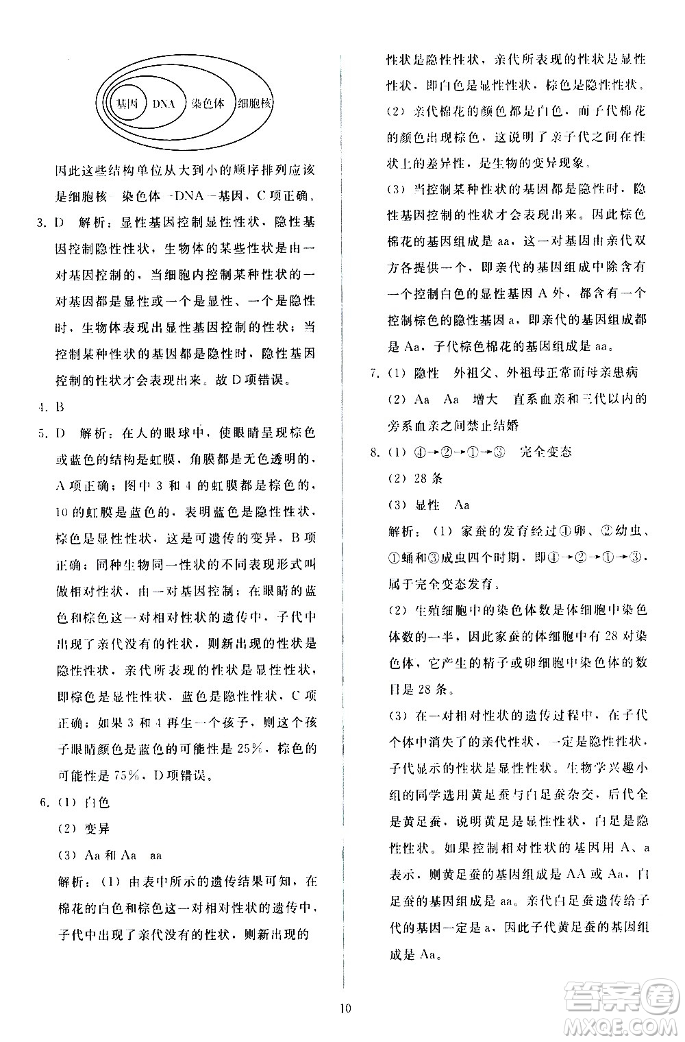 人民教育出版社2021同步輕松練習(xí)生物學(xué)八年級(jí)下冊(cè)人教版答案